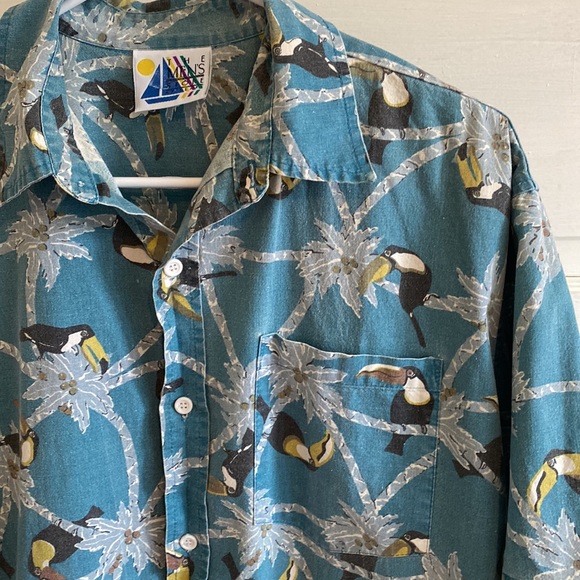 1980s VTG Men’s Store at Sears Short sleeve button up collared tropical shirt - Picture 3 of 7